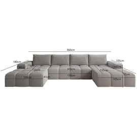 möbelfest Eckcouch U-Form Webstoff 3-Sitzer Grau