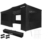 Tectake Faltpavillon 6 x 3 m inkl. 6 Seitenteile Schwarz