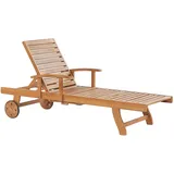 Beliani Gartenliege hellbraun Holz, 64x74x196 cm, Gartenmöbel, Gartenliegen