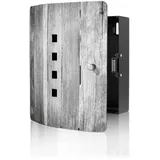 Banjado Design Schlüsselkasten Aus Edelstahl Für 10 Schlüssel 24x21,5x7cm Mit Magnetverschluss Motiv Holz Monochrom