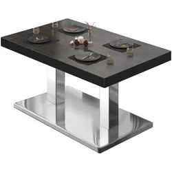 BM | Bistro Loungetisch | B:T:H 130 x 80 x 41 cm | Wenge / Edelstahl