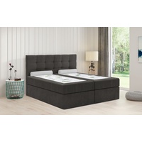 FURNIX Boxspringbett SLIMI 2 160x200 Bett mit Kopfteil Bettkasten MH95 Dunkelgrau