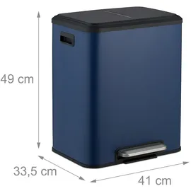 Relaxdays Mülleimer 2 x 15 l Blau