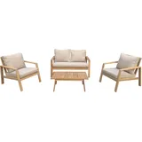 Happy Garden Gartenmöbel aus Akazienholz 4-sitzer Gili - Kissen Sand