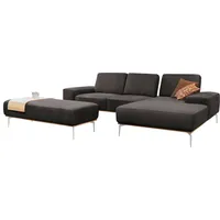 W.SCHILLIG Ecksofa run, Designsofa mit tollem Sitzkomfort, L-Form, mit elegantem Holzsockel, Füße in Chrom glänzend, Breite 279 cm braun