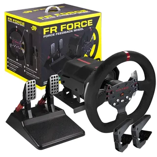 frtec - Lenkrad mit Pedalen FR FORCE, Force-Feedback 3,2 Nm, Doppelmotor, abnehmbare Felge, Zahnräder und Achse aus Stahl, Alcantara-Finish für PS4, Xbox Series Xbox One und PC