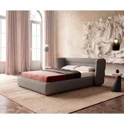 DELIFE Polsterbettgestell Simea 140x200 cm Bouclé Silbergrau, Polsterbetten