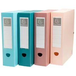 Exacompta 89370E 6x Archivbox mit Druckknopf, Rückenbreite 80mm, Recycling-PP, Skandi - Farben sortiert