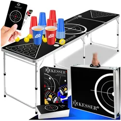 KESSER® Beer Pong Tisch Set mit Kartenspiel Trinkspiel - inkl. 100 Becher (50 Rot & 50 Blau), 6 Bälle + Regelwerk Partyspiele Table Höhenverstellbar Klappbarer