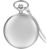 JewelryWe Herren Damen Taschenuhr Classic Glänzend Kettenuhr Analog Quarz Uhr mit Halskette Kette Umhängeuhr Pocket Watch Geschenk Silber