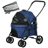 PawHut Hundebuggy mit Regenschutz, grau 81L x 68B x 98,5H cm