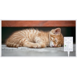 Heidenfeld Infrarotheizung HF-HP105, mit Bild, 16 Motive, 10 J. Garantie, Thermostat, Wandmontage (1000 Watt, Katze)