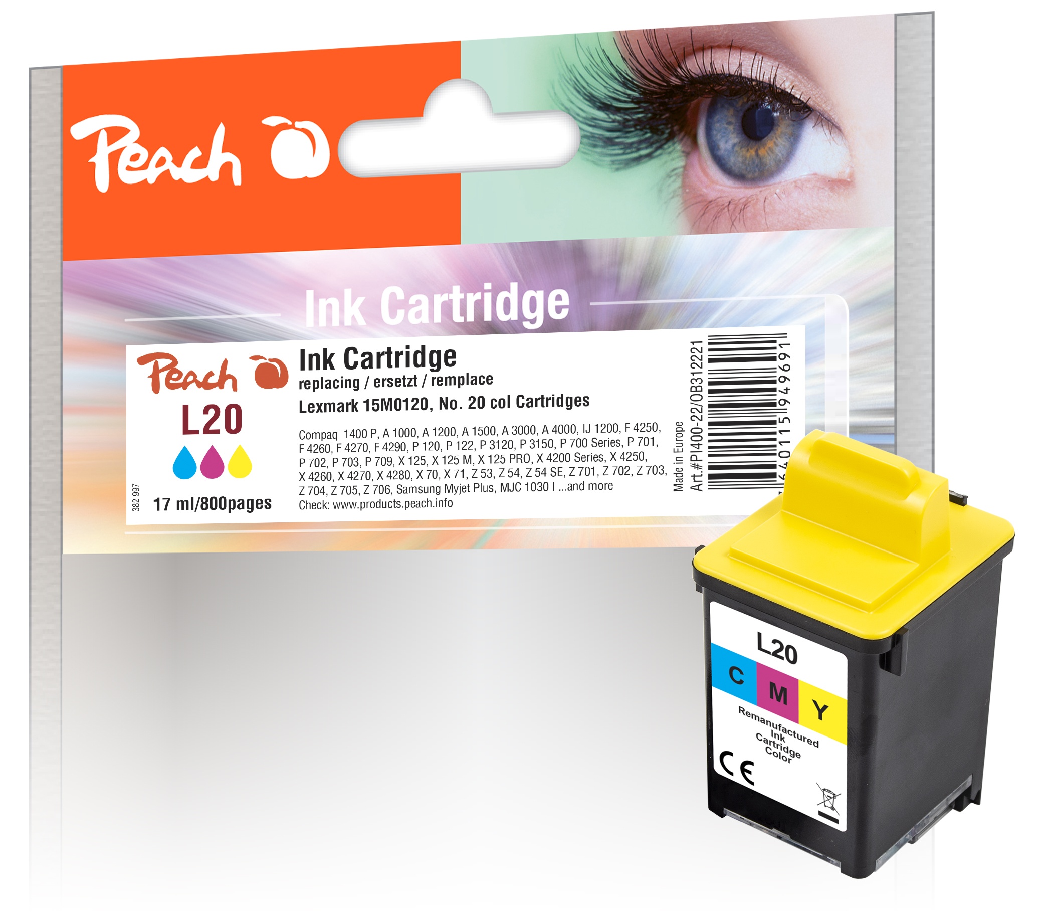 Peach Druckkopf color kompatibel zu Samsung, Lexmark, Compaq No. 20C, 15M0120