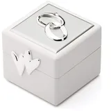 Zilverstad 7571261 Ringdose Würfel Herzen Doppelringe Steinchen, Sonstiges, silberfarben, 6.6 x 6 x 5.5 cm