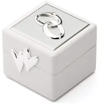 Zilverstad 7571261 Ringdose Würfel Herzen Doppelringe Steinchen, Sonstiges, silberfarben, 6.6 x 6 x 5.5 cm