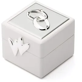 Zilverstad 7571261 Ringdose Würfel Herzen Doppelringe Steinchen, Sonstiges, silberfarben, 6.6 x 6 x 5.5 cm
