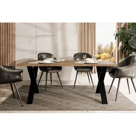 altdecor Esstisch, Eiche, Holzwerkstoff, Rechteckig,Rechteckig, X-Form, 90x75x160 cm, Esszimmer, Tische, Esstische