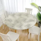 Morbuy Rund Tischdecke Elastisch, Graffiti Rund Tischdecken Wasserdicht Lotuseffekt Abwaschbar Abwischbar Tischtuch für Garten Outdoor Küchentisch (Für Tisch 70-80 cm,Khaki)