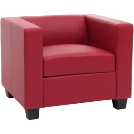 MCW Sessel Lille Leder 86 x 70 x 75 cm Rot mit Rollen