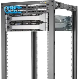 Startech 25HE 4-Pfosten Server Rack, 19 Zoll Open Frame Serverrack, 101cm Montagetiefe, 544kg Traglast, mobil oder Bodenmontage
