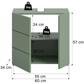 xonox.home Waschbeckenunterschrank VIRA - B/H/T: ca. 60.00x57.00x34.00