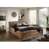 MASSIVMOEBEL24.DE Bett Sheesham 180x200x90 smoked cherry gebeizt Toronto #153