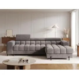 moeblo Polsterecke, Eckcouch Wohnlandschaft Sofa mit Ottomane Eckgarnitur - Ecksofa Neviro R - Grau (Aura 04) - Grau