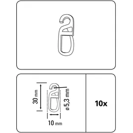 GARDINIA Faltenlegehaken POM-Qualität 16 mm Rohweiß 10-er Pack