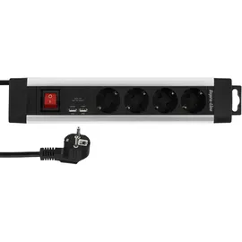 REV Ritter Steckdosenleiste 4-fach 2,2 m Silber