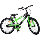 Volare Sportivo Kinderfahrrad 20 Zoll Mädchen Jungen ab 6 - 8 Jahre 1 Gang Jugendfahrrad Fahrrad Kinder Bike mit Rücktrittbremse - Schwarz/Grün