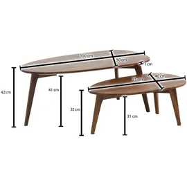 KADIMA DESIGN Retro-Couchtische, Sheesham Massivholz, 2er Set, Nierenform, Handgefertigt