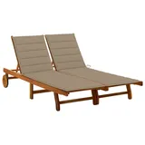 vidaXL Gartenliege Doppelliege Gartenliege 2-Personen Sonnenliege Rollliege Auflage taupe grau
