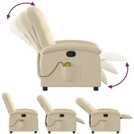 vidaXL Massagesessel Creme Stoff 93 x 101 x 93 cm Beige mit Fernbedienung