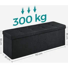 Songmics Sitzbank, mit Stauraum, klappbare Sitztruhe, Fußbank, schwarz - Schwarz