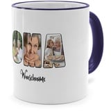 PhotoFancy® - Fototasse 'OMA' - Personalisierte Tasse mit eigenem Foto und Text selbst gestalten - Dunkelblau