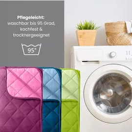Wometo 2 Stück Microfaser Sommer Steppbett 155x220 – grün und hellgrün / OEKO-TEX / kochfest 95° / Leichtsteppbett für heiße Tage / ohne Bezug verwendbar