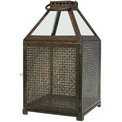 Chic Antique Eisen Laterne mit Glasdach, H50/L28/B28 cm