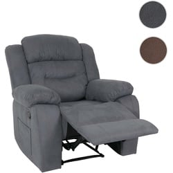 Fernsehsessel HWC-J57, XXL Relaxsessel TV-Liegesessel Nosagfederung Wildleder-Optik Stoff/Textil bis 200kg ~ graublau