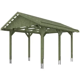 SKANHOLZ Wallgau Einzelcarport 3,80 x 5,00 m grün inkl. Dachlattung und Pfostenanker
