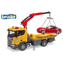 BRUDER - Scania Super 560R Abschlepp-LKW mit Light + Sound Modul und BRUDER Roadster 03552