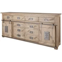 Massivmoebel24 Sideboard Mango 200x45x90 whitewash lackiert Railway #322