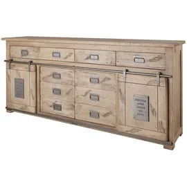 Massivmoebel24 Sideboard Mango 200x45x90 whitewash lackiert Railway #322