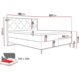Mirjan24 Letra 160 x 200 cm H3 Grau/Schwarz