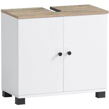 Schildmeyer Waschbeckenunterschrank Lugo 157427 weiß, wildeiche 59,8 x 32,6 x 62,4 cm