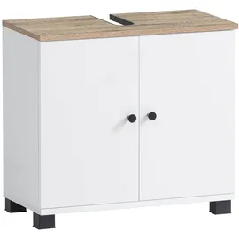 Schildmeyer Waschbeckenunterschrank Lugo 157427 weiß, wildeiche 59,8 x 32,6 x 62,4 cm