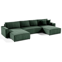 Compleo Ecksofa U-Form mit Bettkasten und Schlaffunktion BOSTON U, Breite: 390 cm, Modern Stil, Wohnzimmer grün