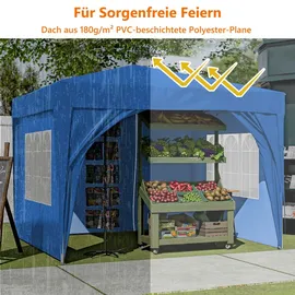 Laiham Faltpavillon 3 x 3 m inkl. 4 Seitenteile Blau