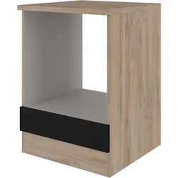 Flex-Well Herdumbauschrank Capri, schwarz (Endgrain Oak)