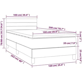 vidaXL Boxspringbett mit Matratze Hellgrau 100x200 cm Stoff1372996