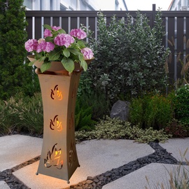 Garden Pleasure Pflanzschale Ø 47,5 x 93,5 cm antik-rost mit LED Beleuchtung